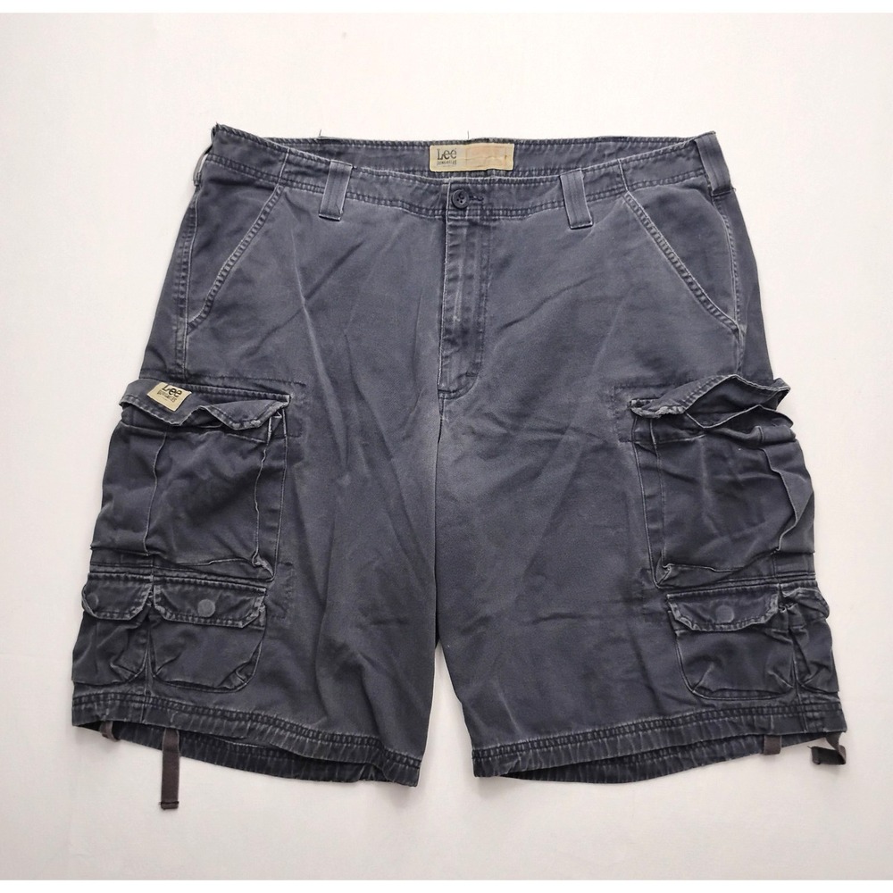 Lee Dungarees Heavy Cotton Twill Cargo Shorts 38 Faded Black 11in Paratrooper